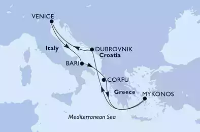 MSC ORCHESTRA  - Itinerario di 7 notti partendo da VENEZIA il 16/10/2021 - Italia, Grecia, Croazia