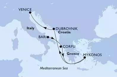 MSC ORCHESTRA  - Itinerario di 6 notti partendo da BARI il 17/10/2021 - Italia, Grecia, Croazia