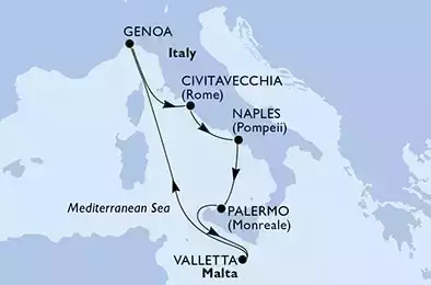 MSC GRANDIOSA - Itinerario di 7 notti partendo da CIVITAVECCHIA il 14/06/2021 - Italia, Malta