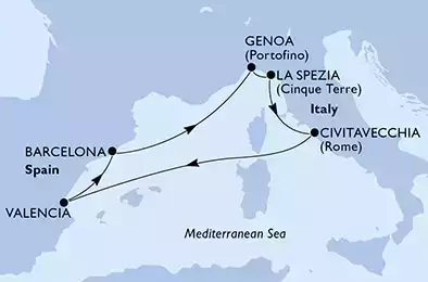 MSC GRANDIOSA - Itinerario di 7 notti partendo da GENOVA il 30/08/2021 - Italia, Spagna