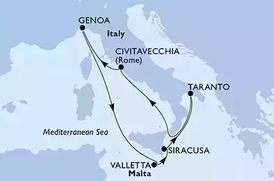 MSC SEASIDE - Itinerario di 7 notti partendo da CIVITAVECCHIA il 11/06/2021 - Italia, Malta