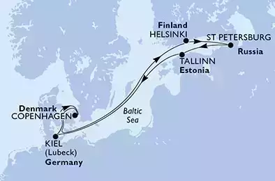 MSC SEAVIEW - Itinerario di 7 notti partendo da KIEL, GERMANY il 26/06/2021 - Kiel,Copenhagen,Helsinki,St Petersburg,Tallinn,Kiel