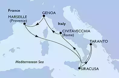 MSC SEASIDE - Itinerario di 7 notti partendo da CIVITAVECCHIA il 23/07/2021 - Italia, Francia