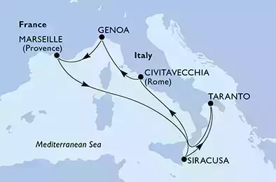 MSC SEASIDE - Itinerario di 7 notti partendo da SIRACUSA,  ITALIA il 15/06/2021 - Italia, Francia
