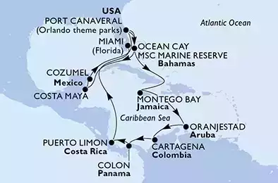 USA, Bahamas, Messico, Giamaica, Aruba, Colombia, Panama, Costa Rica