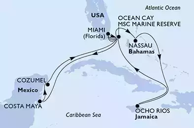 Miami,Ocean Cay,Nassau,Ocho Rios,Ocean Cay,Miami,Ocean Cay,Costa Maya,Cozumel,Ocean Cay,Miami