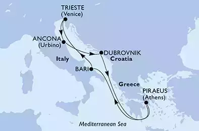 MSC SPLENDIDA - Itinerario di 7 notti partendo da ANCONA il 25/07/2021 - Italia, Croazia, Grecia