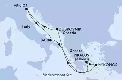 MSC ORCHESTRA  - Itinerario di 7 notti partendo da BARI il 25/07/2021 - Italia, Grecia, Croazia