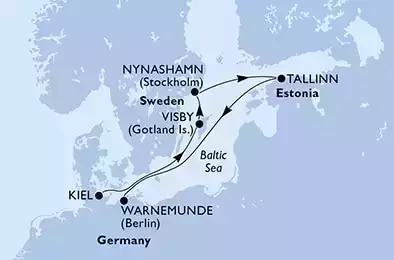 MSC SEAVIEW - Itinerario di 6 notti partendo da KIEL, GERMANY il 18/09/2021 - Kiel,Visby,Nynashamn,Tallinn,Warnemunde