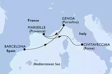Barcelona,Genoa,Marseille,Civitavecchia