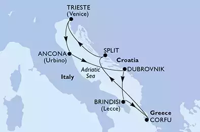 MSC SPLENDIDA - Itinerario di 7 notti partendo da TRIESTE il 18/09/2021 - Italia, Croazia, Grecia