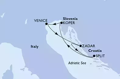 Venice,Zadar,Split,Koper,Venice