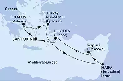 MSC LIRICA - Itinerario di 7 notti partendo da PIRAEUS, GREECE il 23/05/2022 - Grecia, Turchia, Israele, Cipro
