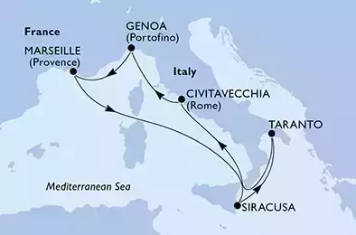 MSC SPLENDIDA - Itinerario di 7 notti partendo da CIVITAVECCHIA il 23/09/2022 - Italia, Francia