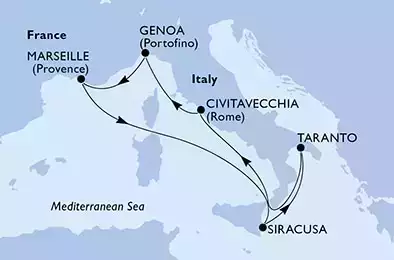 MSC SPLENDIDA - Itinerario di 7 notti partendo da GENOVA il 01/10/2022 - Italia, Francia