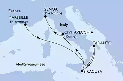 Marseille,Siracusa,Taranto,Civitavecchia,Genoa