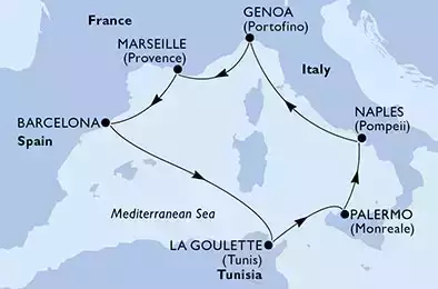 Italia, Francia, Spagna, Tunisia