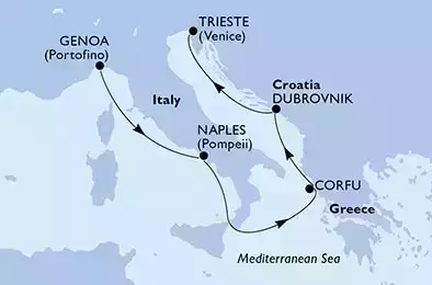 Genoa,Naples,Corfu,Dubrovnik,Trieste
