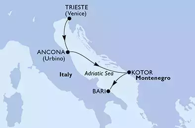 Trieste,Ancona,Kotor,Bari