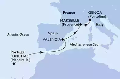 Funchal,Valencia,Marseille,Genoa