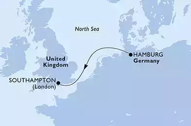MSC MAGNIFICA - Itinerario di 2 notti partendo da HAMBURG, GERMANY il 14/11/2021 - Hamburg,Southampton