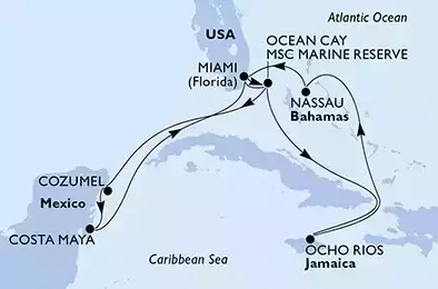 MSC MERAVIGLIA - Itinerario di 14 notti partendo da MIAMI, UNITED STATES il 06/11/2021 - USA, Bahamas, Messico, Giamaica