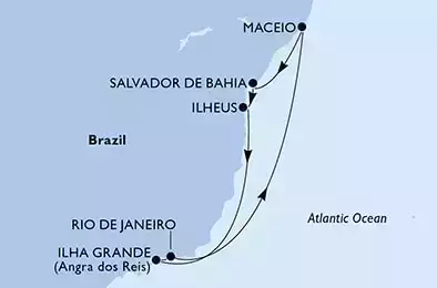 Rio de Janeiro, Maceio, Salvador da Bahia, Ilheus, Ilha Grande, Rio de Janeiro