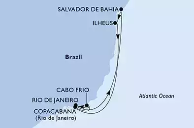 Rio de Janeiro, Salvador da Bahia, Ilheus, Copacabana, Cabo Frio, Rio de Janeiro