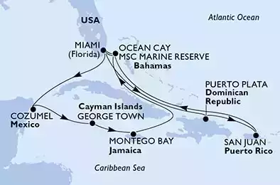 USA, Messico, Isole Cayman, Giamaica, Bahamas, Repubblica Dominicana, Porto Rico
