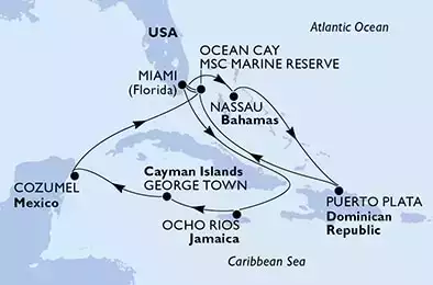 USA, Bahamas, Repubblica Dominicana, Giamaica, Isole Cayman, Messico