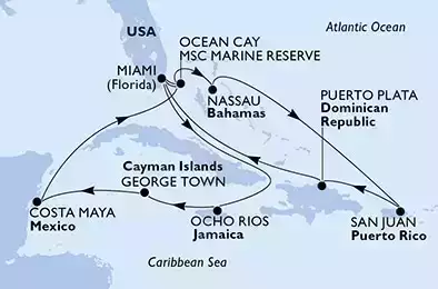 USA, Giamaica, Isole Cayman, Messico, Bahamas, Porto Rico, Repubblica Dominicana