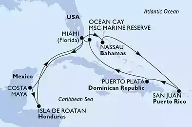 USA, Bahamas, Porto Rico, Repubblica Dominicana, Messico, Honduras