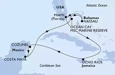 MSC SEASHORE - Itinerario di 9 notti partendo da MIAMI, UNITED STATES il 30/12/2021 - USA, Giamaica, Messico, Bahamas
