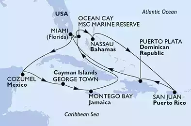 USA, Bahamas, Porto Rico, Repubblica Dominicana, Messico, Isole Cayman, Giamaica
