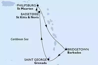 MSC SEAVIEW - Itinerario di 7 notti partendo da BRIDGETOWN, BARBADOS il 01/02/2022 - Bridgetown,Saint George,Basseterre,Philipsburg,Bridgetown