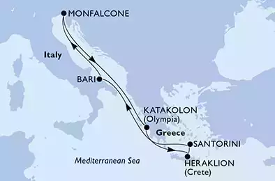 MSC MUSICA - Itinerario di 7 notti partendo da BARI il 06/08/2022 - Italia, Grecia