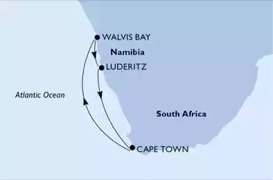 Cape Town,Walvis Bay,Luderitz,Cape Town