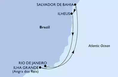 Rio de Janeiro,Salvador,Ilheus,Ilha Grande,Rio de Janeiro