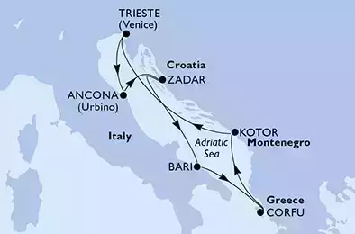 MSC FANTASIA - Itinerario di 7 notti partendo da TRIESTE il 06/08/2022 - Italia, Croazia, Grecia, Montenegro