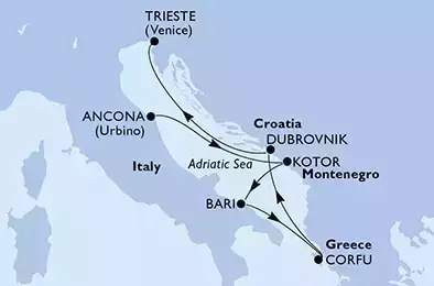 Italia, Montenegro, Grecia, Croazia