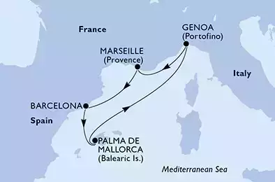 Genoa,Marseille,Barcelona,Palma de Mallorca,Genoa