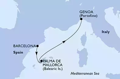 MSC ORCHESTRA  - Itinerario di 3 notti partendo da BARCELONA, SPAIN il 24/06/2022 - Barcelona,Palma de Mallorca,Genoa