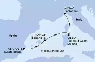 Alicante,Mahon,Olbia,Genoa