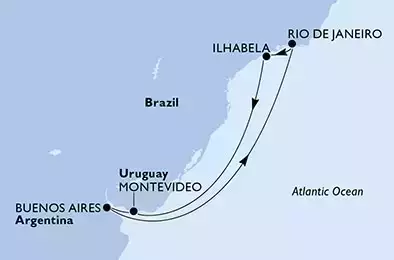 Montevideo,Buenos Aires,Rio de Janeiro,Ilhabela,Montevideo