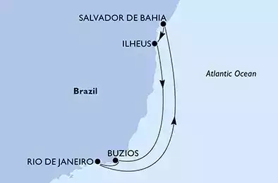 Rio de Janeiro, Salvador da Bahia, Ilheus, Buzios, Rio de Janeiro