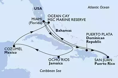 MSC SEASHORE - Itinerario di 14 notti partendo da MIAMI, UNITED STATES il 22/01/2022 - USA, Repubblica Dominicana, Porto Rico, Bahamas, Giamaica, Messico