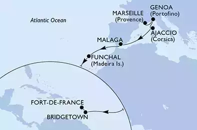 Marseille,Genoa,Ajaccio,Malaga,Funchal,Bridgetown,Fort de France