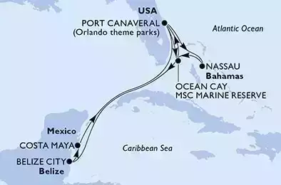 Port Canaveral,Ocean Cay,Ocean Cay,Belize City,Costa Maya,Port Canaveral,Nassau,Ocean Cay,Ocean Cay,Port Canaveral