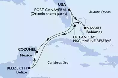 Port Canaveral,Nassau,Ocean Cay,Belize City,Cozumel,Port Canaveral