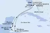 Miami,Costa Maya,Belize City,Isla de Roatan,Ocean Cay,Miami